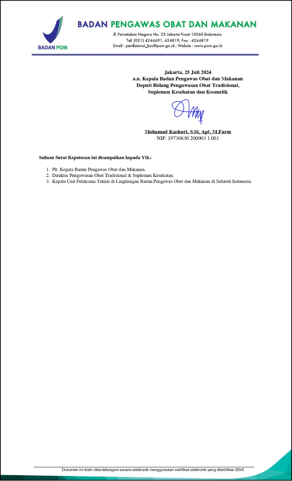 Sertifikat dari BPOM