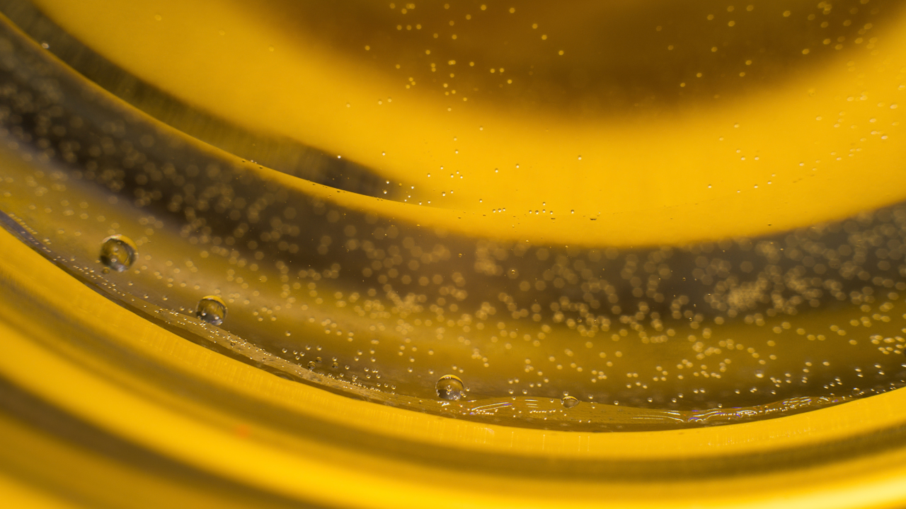 Close-up macro photograph of natural oil